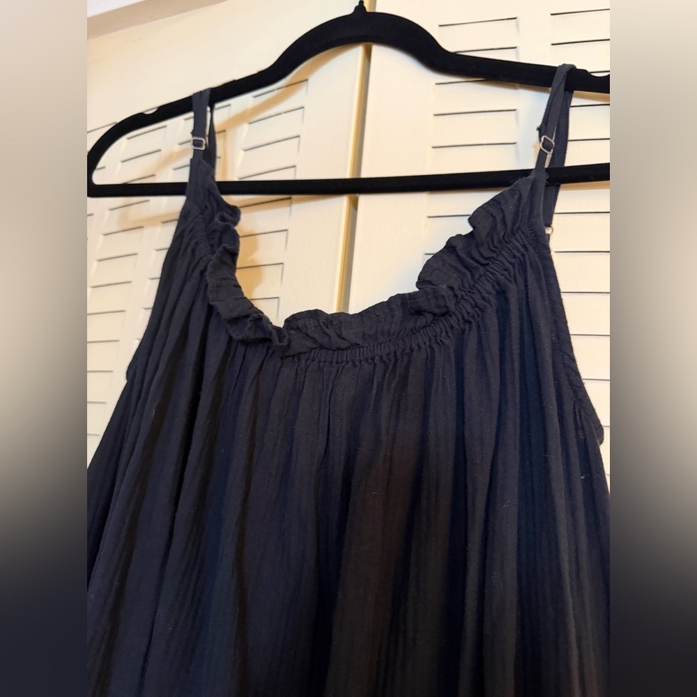 J.Crew Black Tiered Cotton Cami Dress S/M Adjustable Straps - Picture 3 of 5